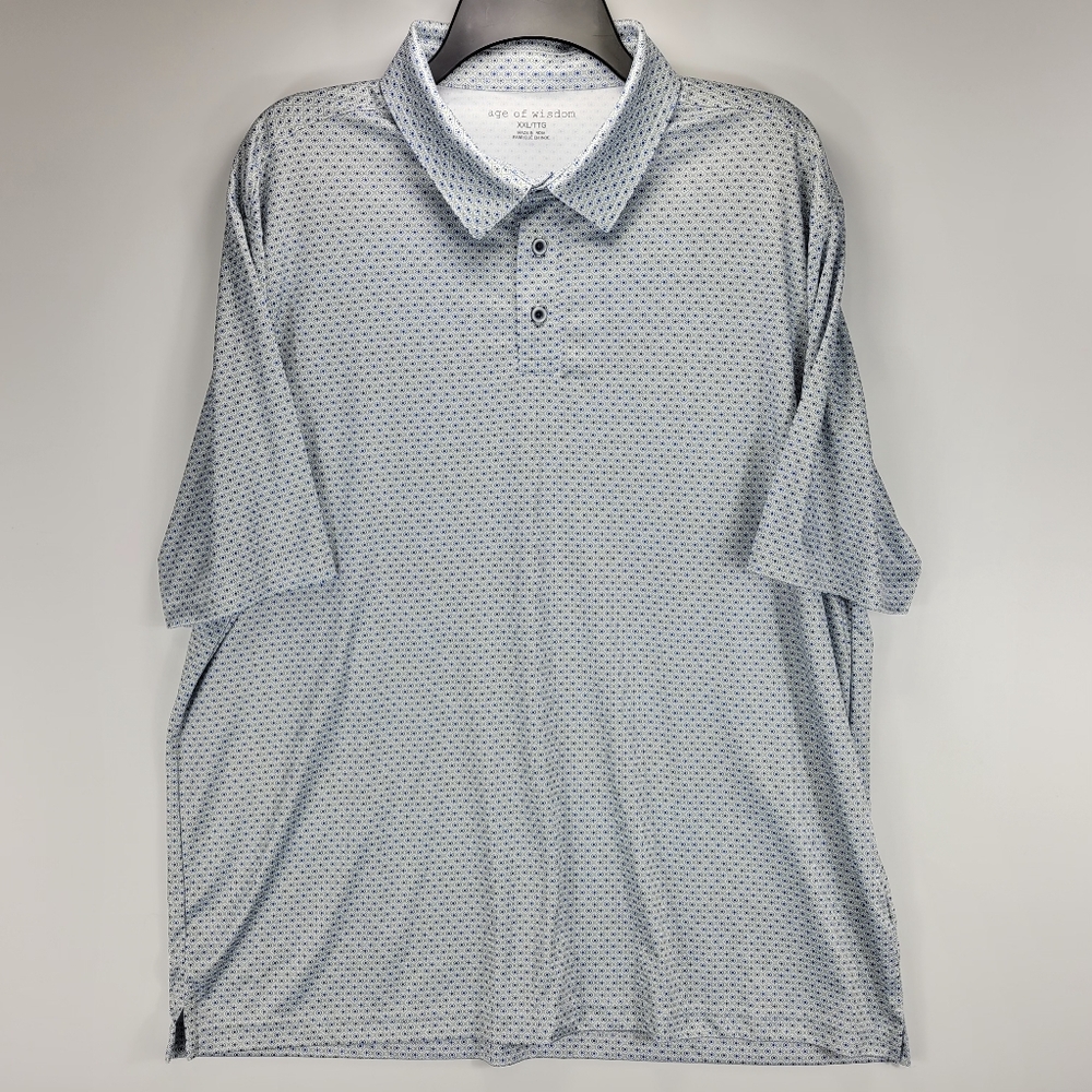 Age Of Wisdom Athletic Short Sleeve Golf Geometric Polo Shirt Mens 2XL Casual